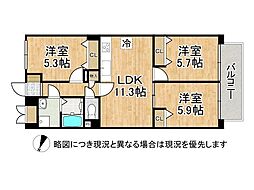 グレースコーポまきのA棟 3LDKの間取図画像