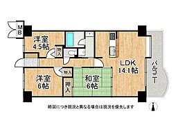 ディオフェルティ枚方 3LDKの間取図画像