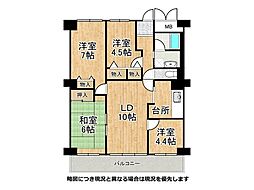枚方淀川公園スカイハイツ 4LDKの間取図画像