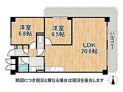 ドムール緑町 2LDKの間取図画像