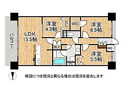 プレサンスロジェ四條畷忍ケ丘ザ・テラス 3LDKの間取図画像