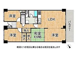 寝屋川サンハイツB棟 3LDKの間取図画像