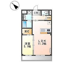 春日市上白水6丁目マンション 1LDKの間取図画像