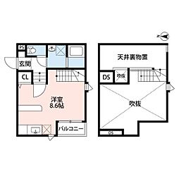 Affitto竹下 ワンルームの間取図画像