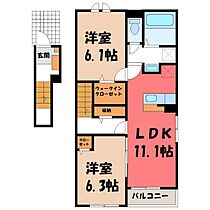 チェリーST B  ｜ 栃木県栃木市新井町（賃貸アパート2LDK・2階・58.57㎡） その2