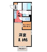 メゾン ド ショコラ  ｜ 栃木県小山市若木町1丁目（賃貸アパート1K・2階・33.67㎡） その2