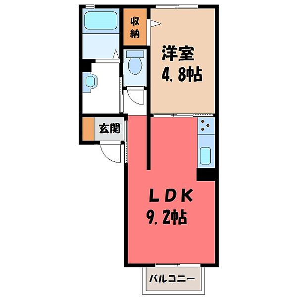 サンフォレスト ｜栃木県栃木市箱森町(賃貸アパート1LDK・1階・32.25㎡)の写真 その2