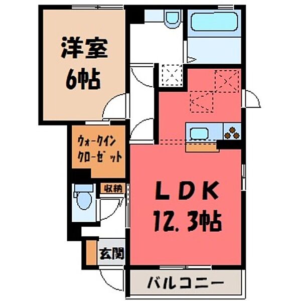 シャン・クレール ｜茨城県結城市大字結城(賃貸アパート1LDK・1階・48.20㎡)の写真 その2