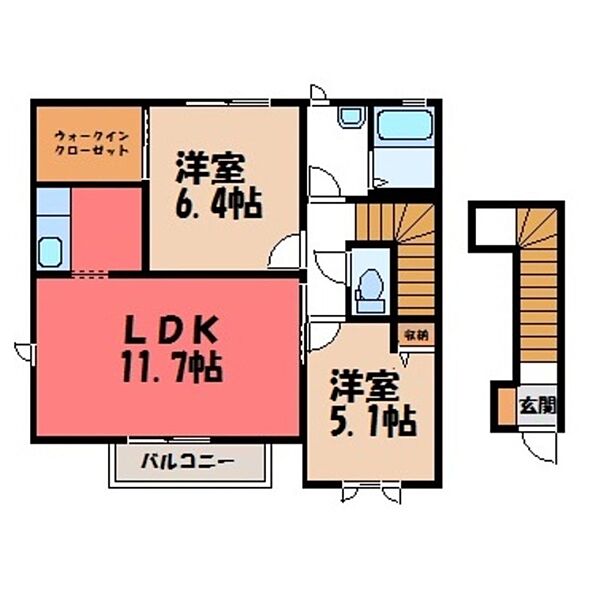 ジュネス ｜茨城県筑西市伊佐山(賃貸アパート2LDK・2階・61.91㎡)の写真 その2