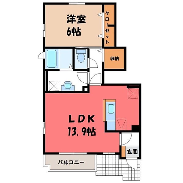 グラン・ソレイユ C ｜茨城県筑西市小川(賃貸アパート1LDK・1階・49.38㎡)の写真 その2