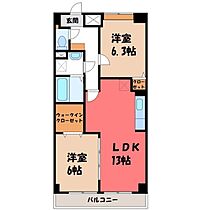 あかやま参番館  ｜ 茨城県古河市旭町1丁目（賃貸マンション2LDK・2階・60.76㎡） その2