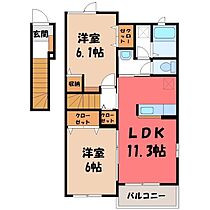 ネオ レジデンス B  ｜ 栃木県栃木市大平町下皆川（賃貸アパート2LDK・2階・57.07㎡） その2