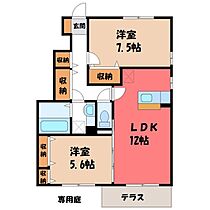 ピーノ・エヴァラスティング C  ｜ 栃木県小山市犬塚1丁目（賃貸アパート2LDK・1階・61.53㎡） その2