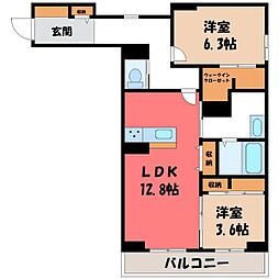 メーデン・コート 2LDKの間取図画像