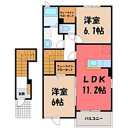 ソレイユ横島B 2LDKの間取図画像