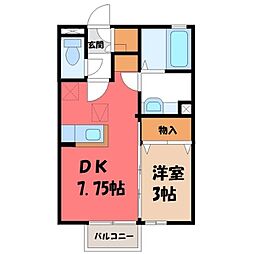 グランデ・フォレスタA 1DKの間取図画像