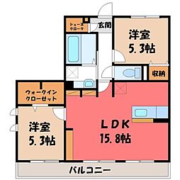 サンメゾン・小山中央 2LDKの間取図画像