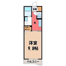 プロムナードベル 1Kの間取図画像