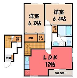ラフレシールD棟 2LDKの間取図画像