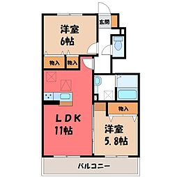 イルソーレ 2LDKの間取図画像