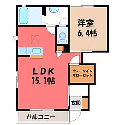 ソレイユ1 1LDKの間取図画像