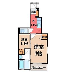 パールS 2Kの間取図画像