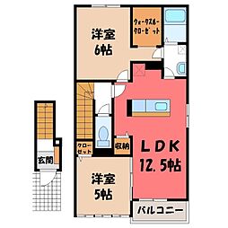 リュミエール 2LDKの間取図画像