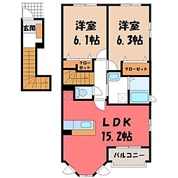 JR東北本線 小山駅 バス16分 城南小前下車 徒歩3分 2階/-