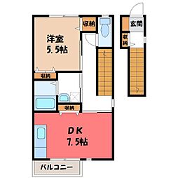 スクエア駅南B棟 1DKの間取図画像