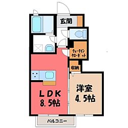 槐 1LDKの間取図画像