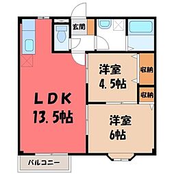 アビーロードA 2LDKの間取図画像