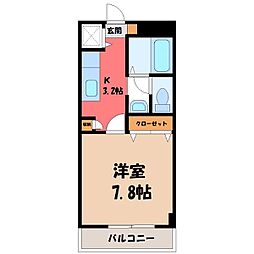 KURADO片柳 1Kの間取図画像