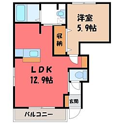 サンライズM 1LDKの間取図画像