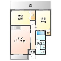ベルバランセK参番館 2LDKの間取図画像