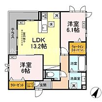 D-squareつつじが丘I  ｜ 愛知県豊橋市つつじが丘3丁目（賃貸アパート2LDK・1階・61.77㎡） その2