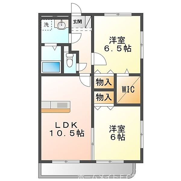 ルネスグランドールI 205｜愛知県豊橋市下地町字境田(賃貸マンション2LDK・2階・54.00㎡)の写真 その2