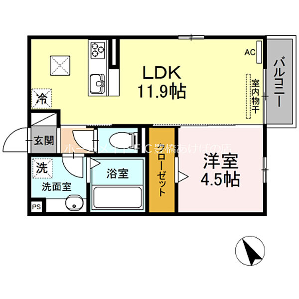 レガーロ ｜愛知県豊橋市岩屋町字岩屋下(賃貸アパート1LDK・2階・40.17㎡)の写真 その2