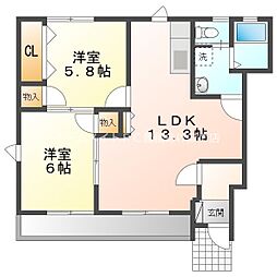 セントレアハイツナカムラ 2LDKの間取図画像