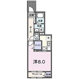 ファルファーラ 1階1Kの間取り