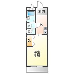 エスペレ 1階1Kの間取り