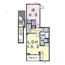 ヒカルサ豊橋牟呂水神 2階1LDKの間取り