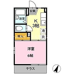 TOWNY　AKEBONO　B 1階1Kの間取り