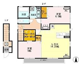 カーサ　フェリーチェ　I 2階2LDKの間取り