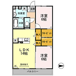 たれいあ 3階2LDKの間取り