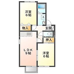 カーサクワットロ 2階2LDKの間取り