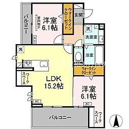 アーブル　西岩田 3階2LDKの間取り