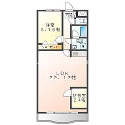 NH菰口 3階1LDKの間取り