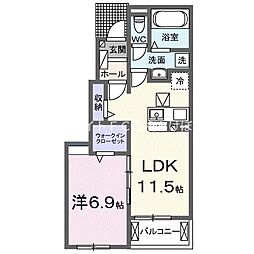 グランツ・マルシバ6 1階1LDKの間取り
