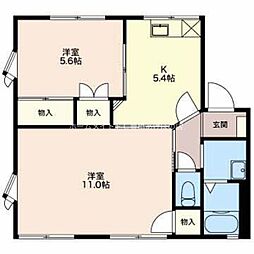 サンシャトー如月 1階2DKの間取り