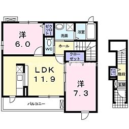 サピー・レジデンス 2階2LDKの間取り